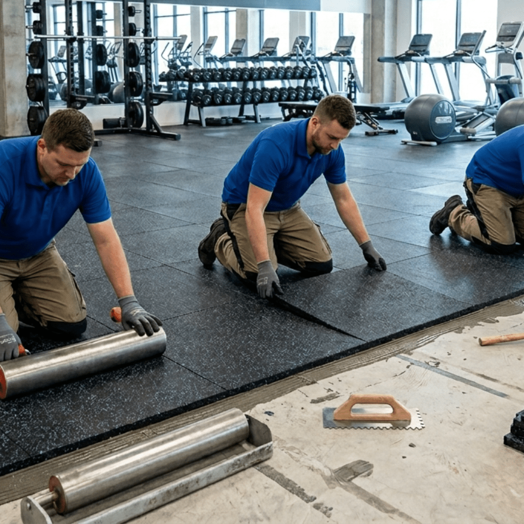 Rubber Gym Flooring installation in UAE