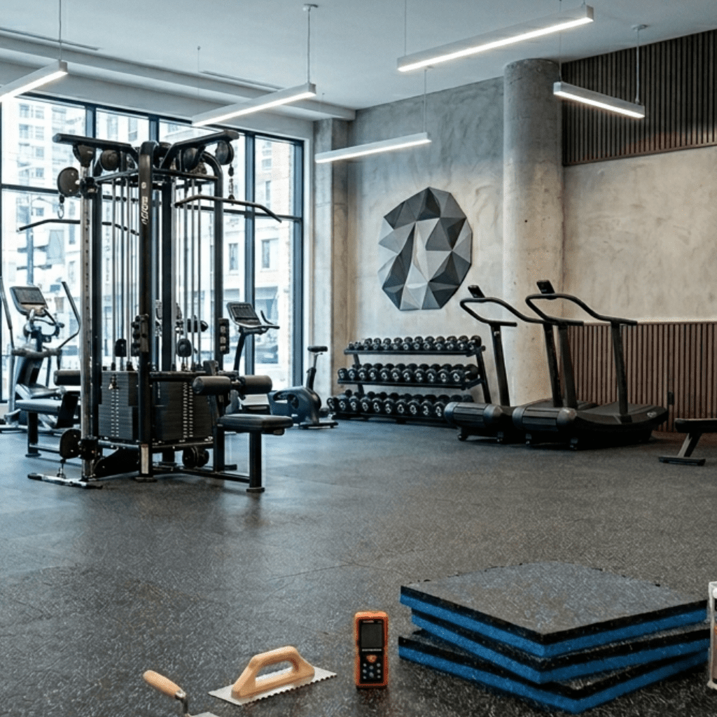 Rubber Gym Flooring installation in UAE